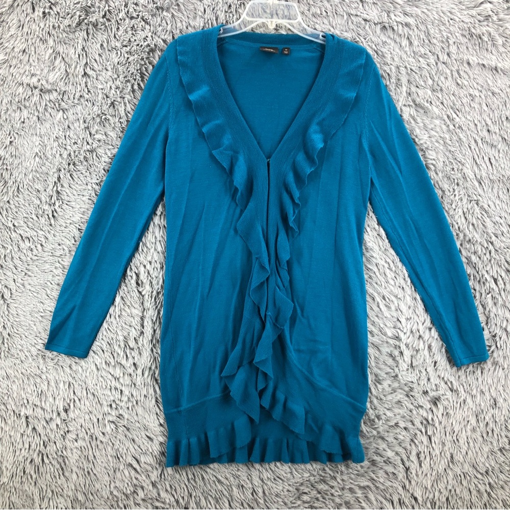 Amber Sun Cardigan 100% Merino Wool Womens Medium Cascading Waterfall Sweater
